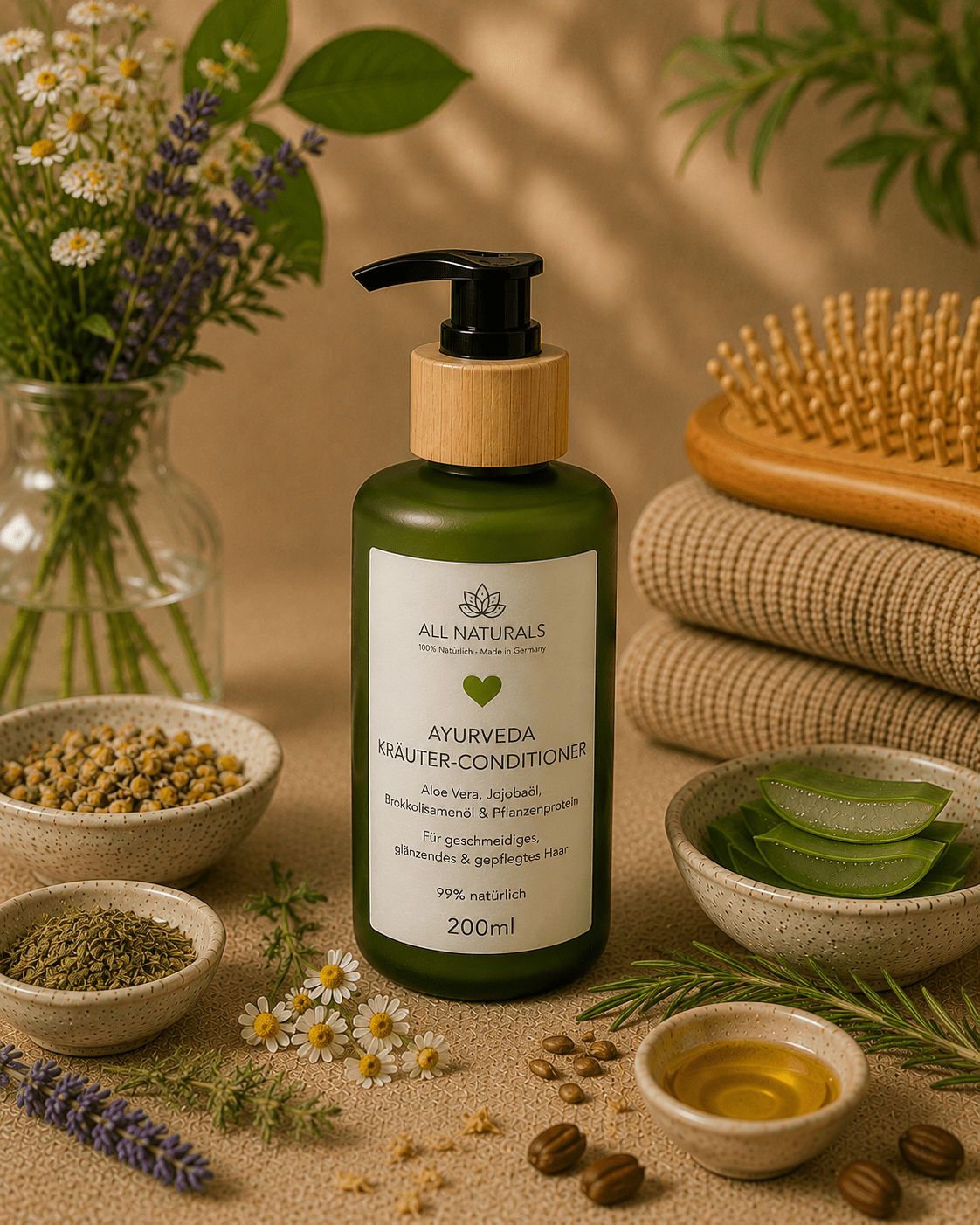 Ayurveda Kräuter-Conditioner – Glanz & Anti-Frizz Pflege - All Naturals Shop
