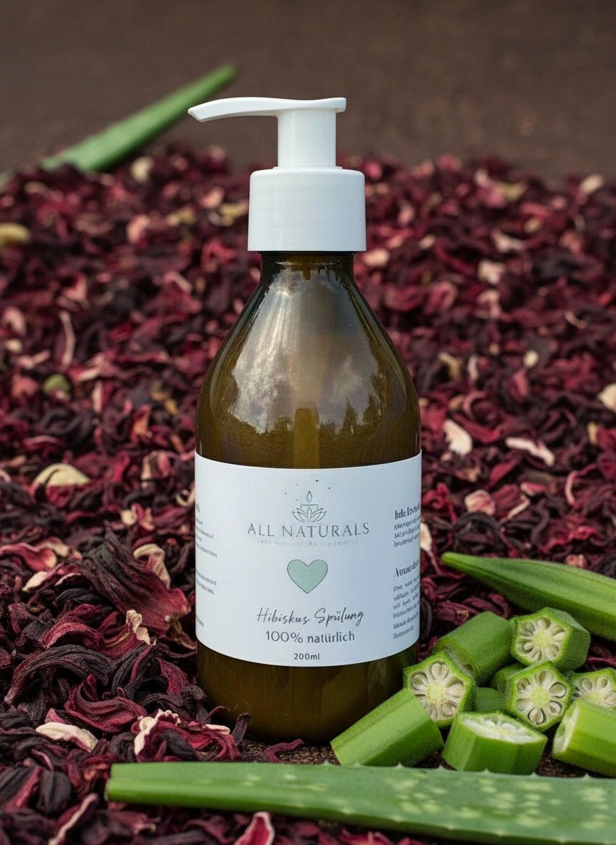 Bio Hibiskus - Leinsamen - Okra Spülung– Stärkung und Glanz– 200ml - All Naturals Shop