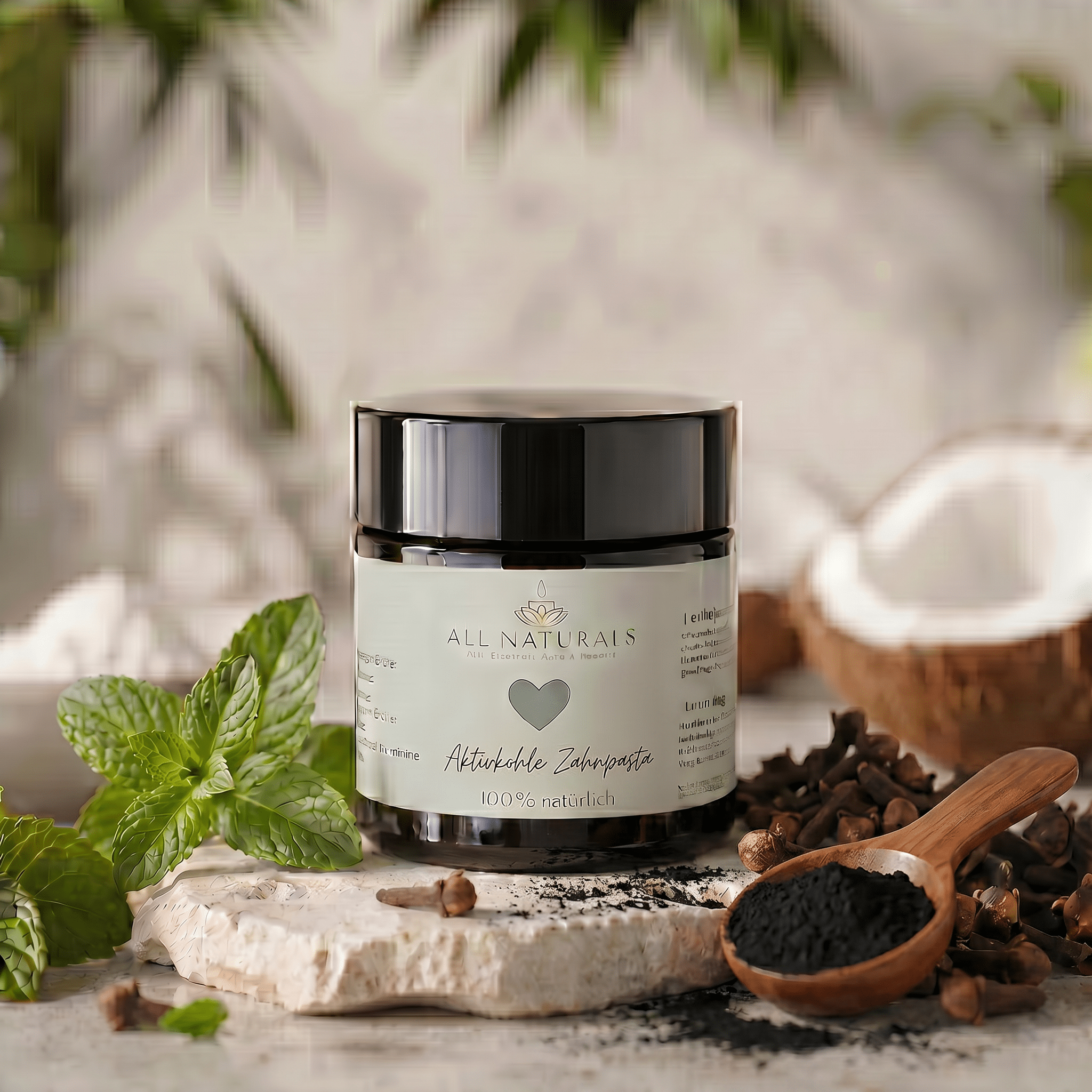 Natürliche Zahnpasta mit Hydroxyapatit, Aktivkohle & Minze – 30ml - All Naturals Shop