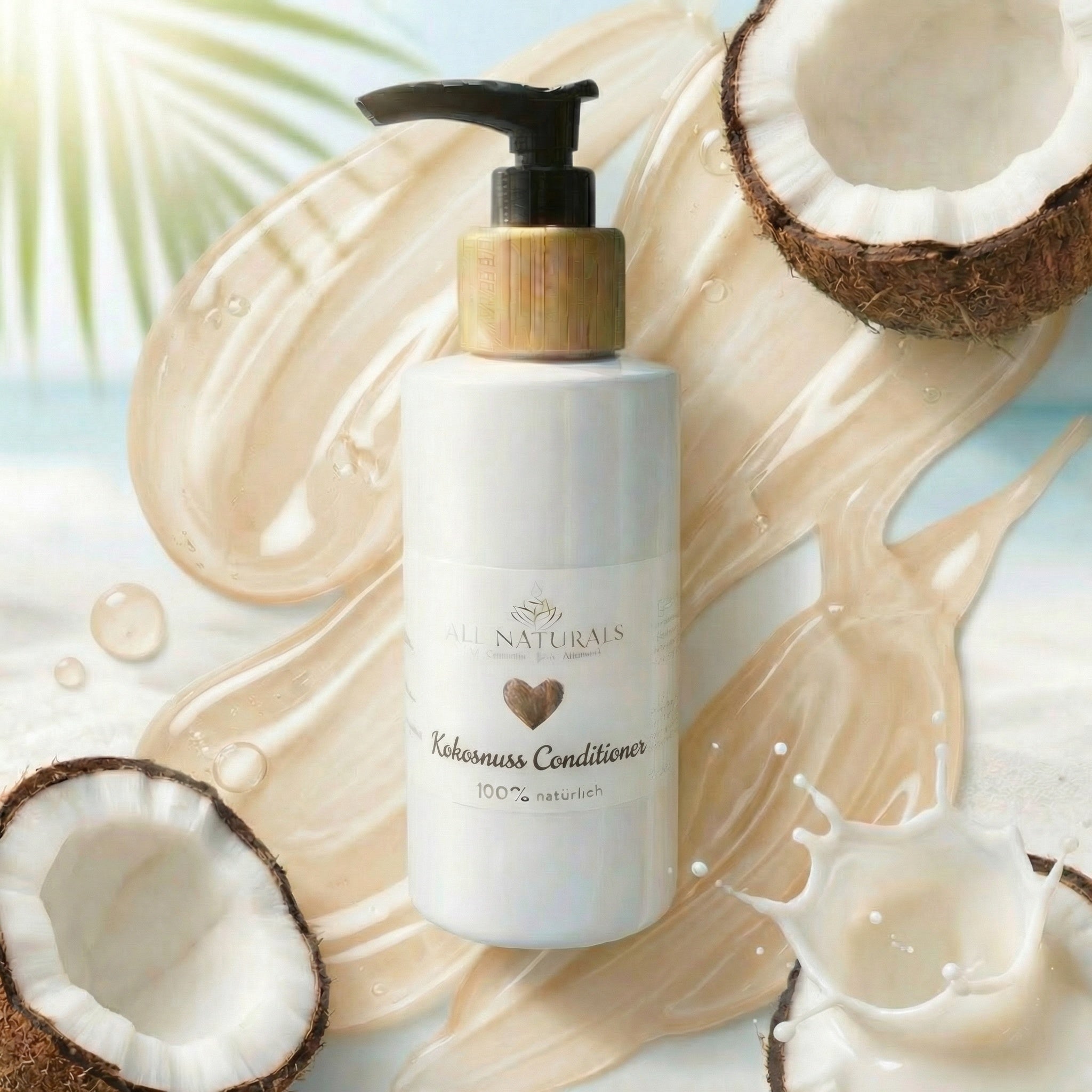 Natürlicher Bio - Kokosmilch Haar Conditioner gegen stark strapatziertes Haar - 200ml - All Naturals Shop