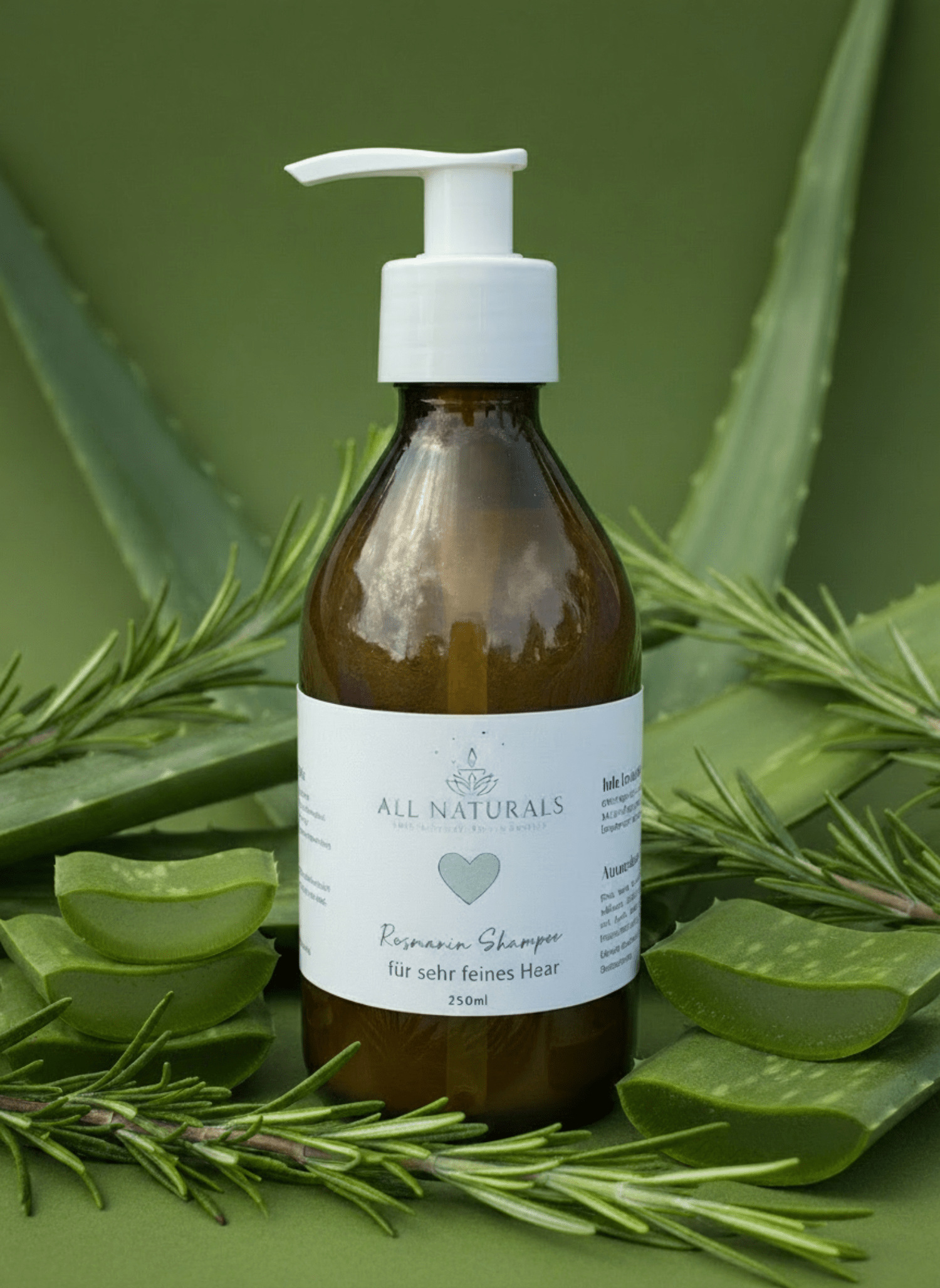 Natürliches Rosmarin - Shampoo für sehr feines, dünnes Haar - 250ml - All Naturals Shop