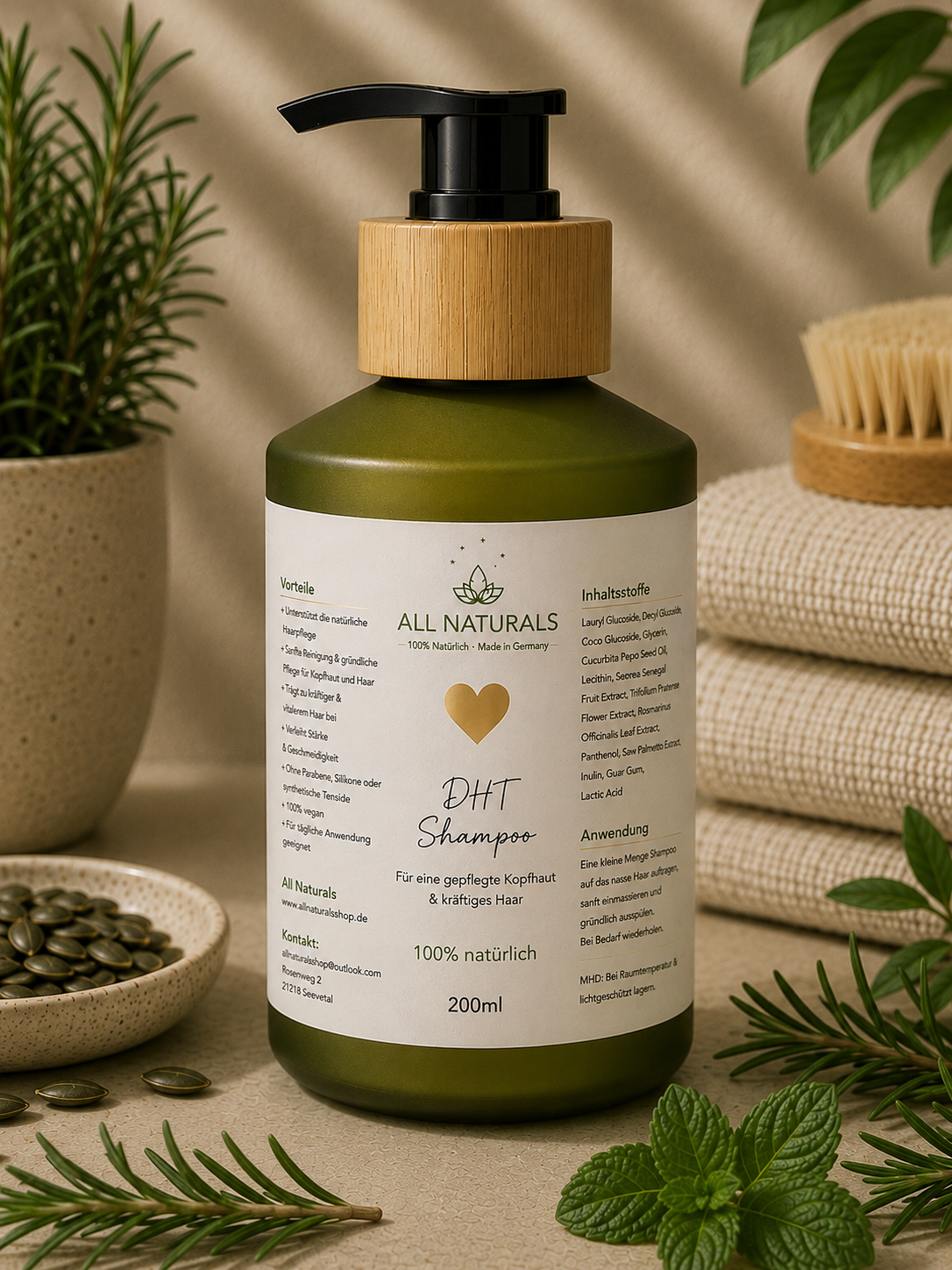 DHT Shampoo von All Naturals für dünner werdendes und kraftloses Haar