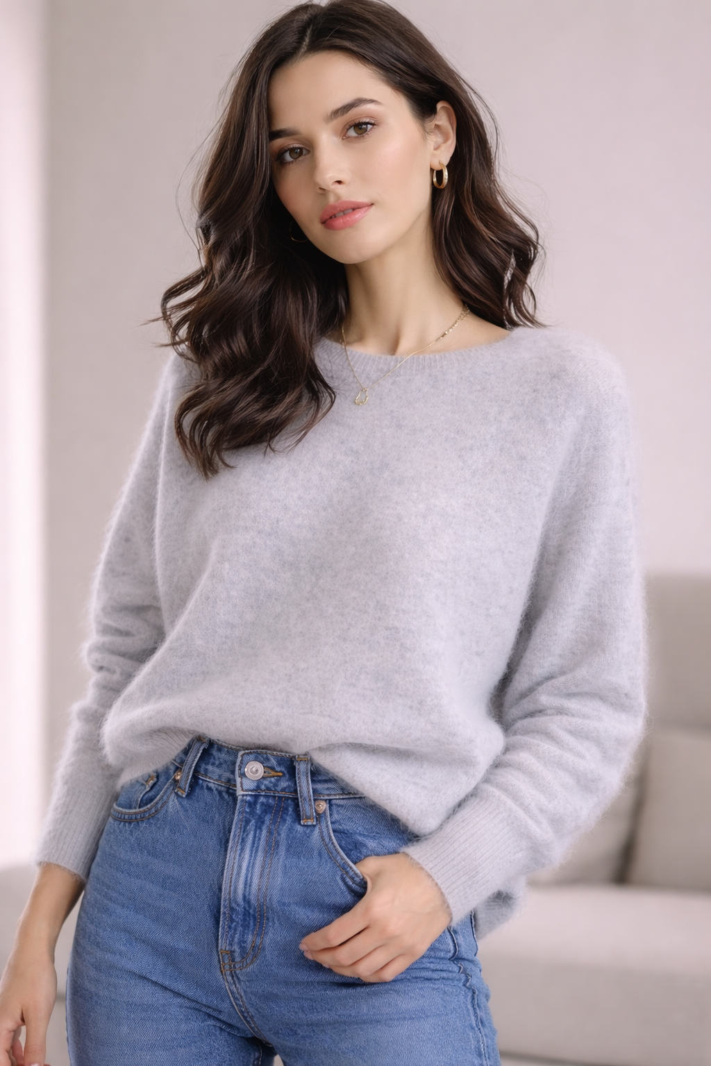 Damen_Cashmir_pullover Grau_1