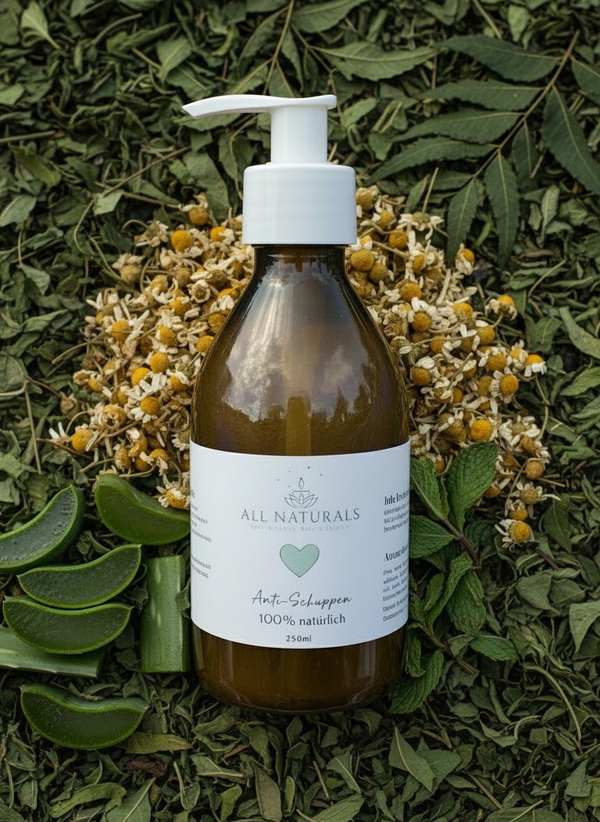 Anti - Schuppen Shampoo – Mit Neemöl &amp; Allantoin, sanfte Pflege für empfindliche Kopfhaut (250 ml) - All Naturals Shop