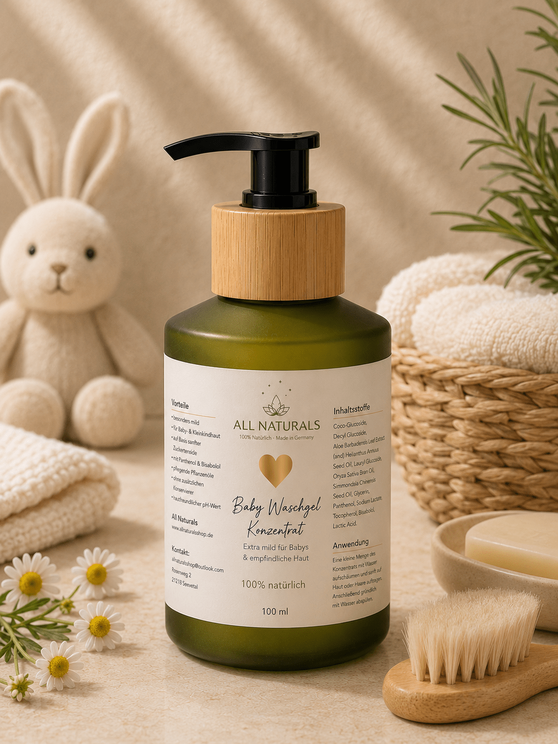 Baby Waschgel Konzentrat – Extra mild für Haut &amp; Haare - All Naturals Shop