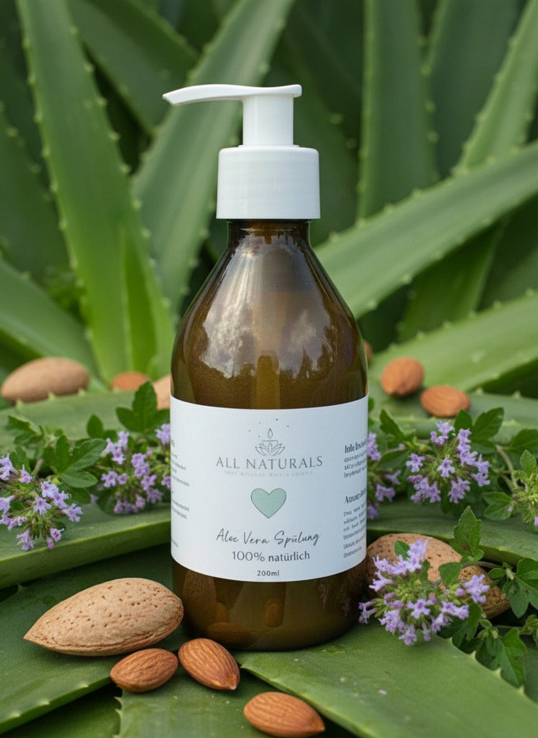 Bio Aloe Vera Conditioner ohne Silikone für Allergiker &amp; empfindliche Kopfhaut | 200ml - All Naturals Shop