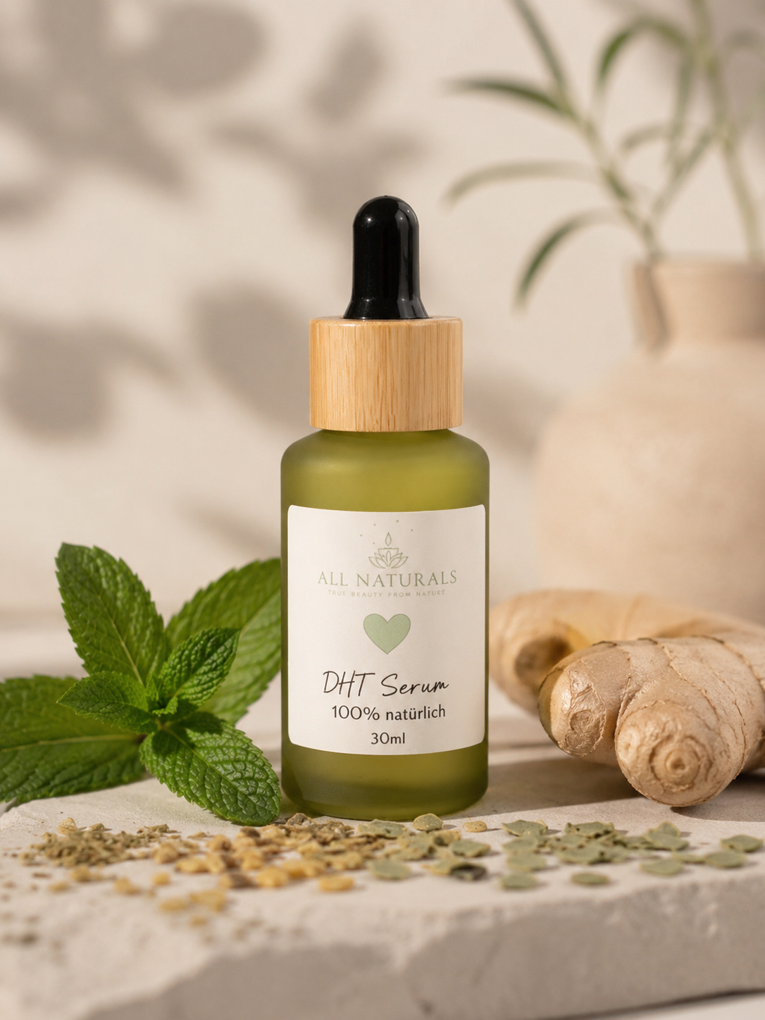 ALL NATURALS BIO DHT Haarwachstumsserum mit Saw Palmetto, Rotklee und Rosmarin für dünner werdendes Haar