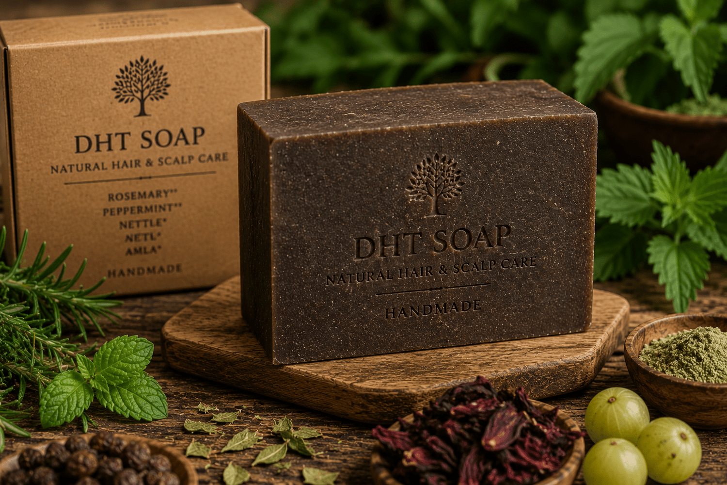 🎁 Bio Seife mit DHT Blocker und TCM Kräuter – gegen erblich bedingten Haarausfall- 120g (100% off) - All Naturals Shop