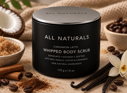 ALL NATURALS Cinnamon Latte Whipped Body Scrub – natürliches Kaffee- und Zuckerpeeling mit echter Vanille und Zimt