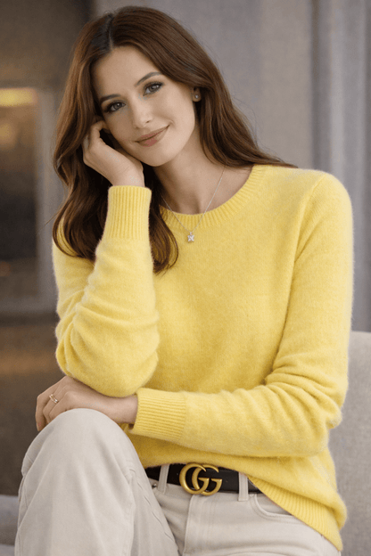 Damen - Cardigan aus 100 % natürlicher Wolle - Gelb - All Naturals Shop