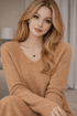 Damenpullover aus 100 % natürlichen Wollfasern - Kamel - All Naturals Shop