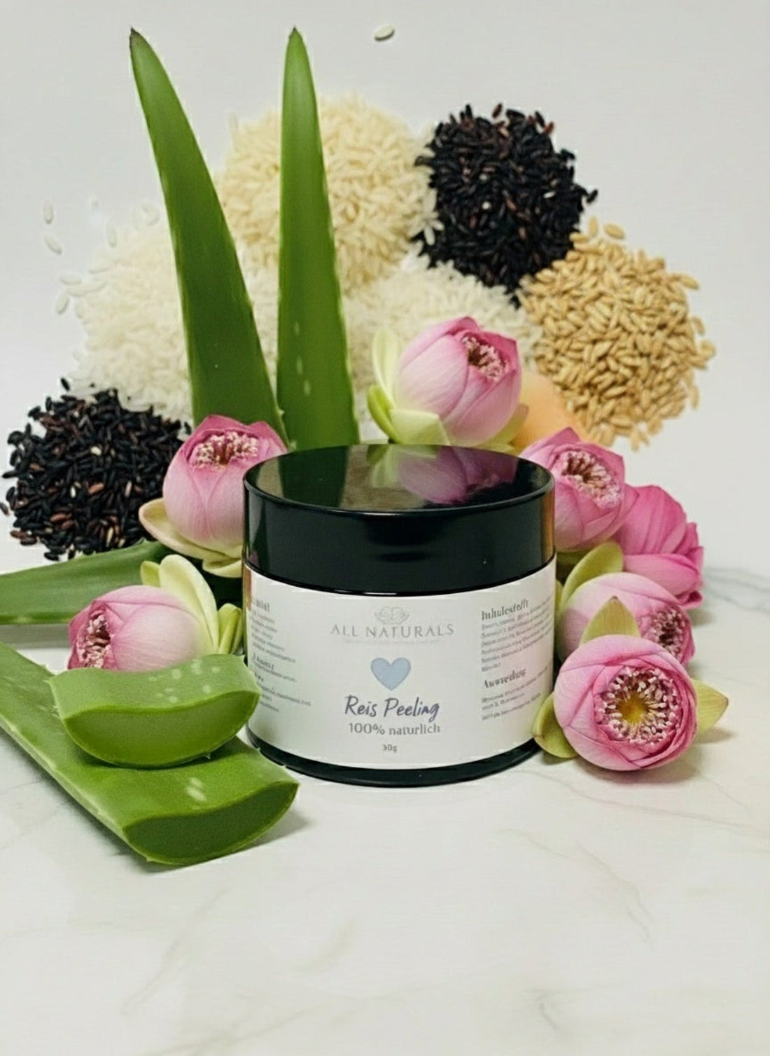 Glass Skin Reis - Exfoliator Peeling – Sanftes Peeling zur Porenminimierung und Glow - 30g - All Naturals Shop