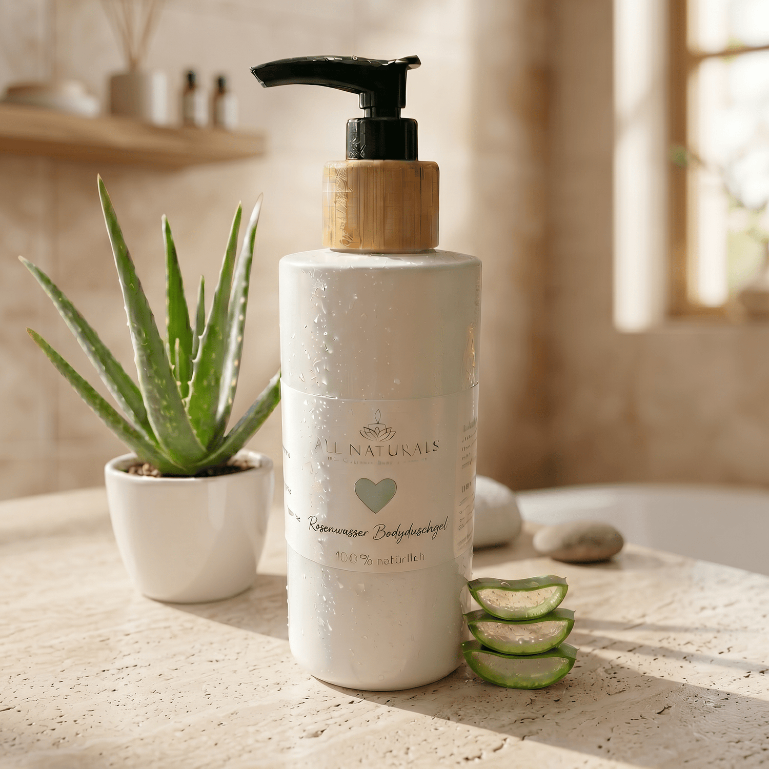 Luxuriöses Rosenwasser Bodyduschgel - 200ml - All Naturals Shop