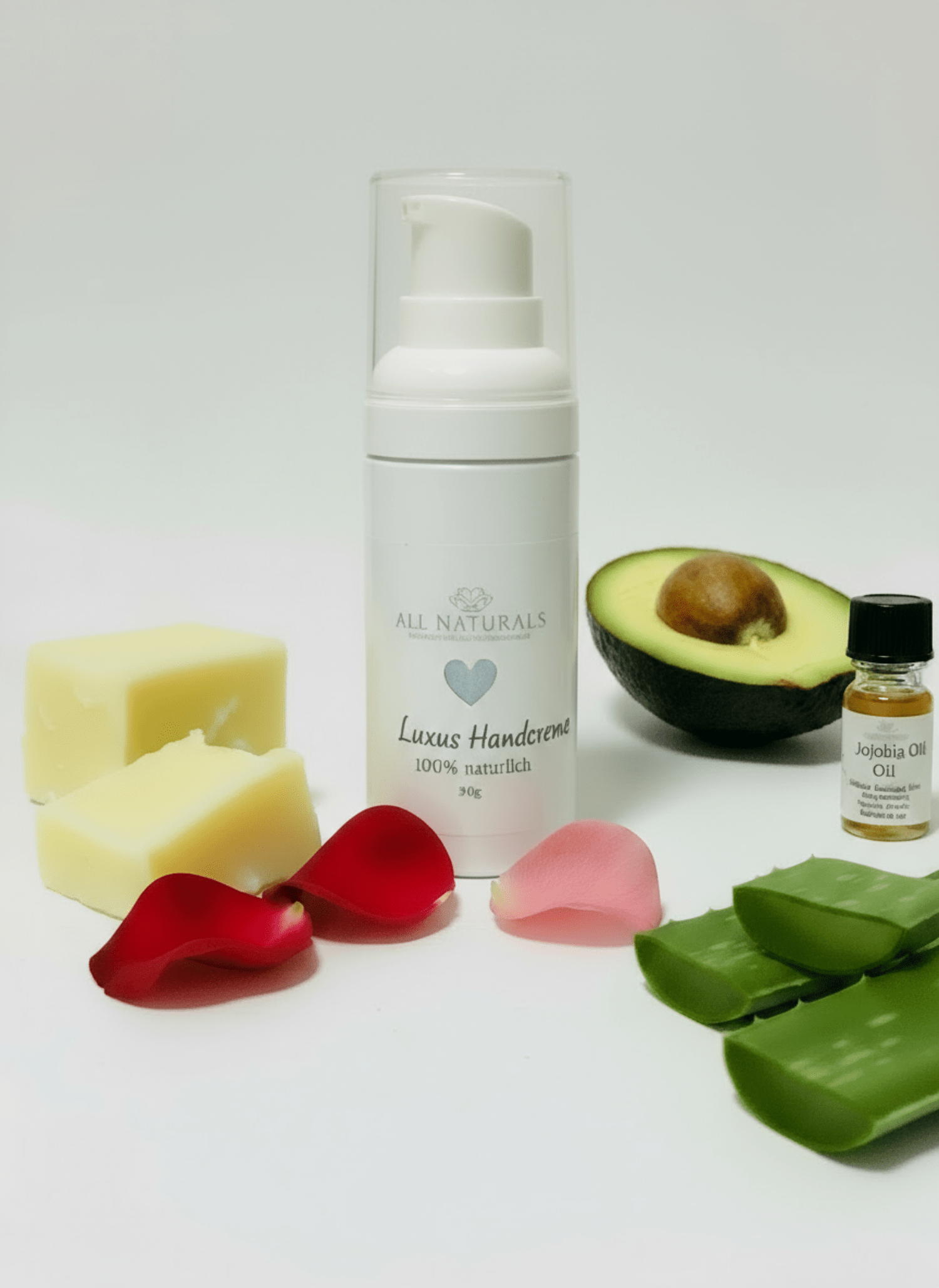 Luxus Handcreme mit Rosenhydrolat &amp; Sheabutter - 30g - All Naturals Shop