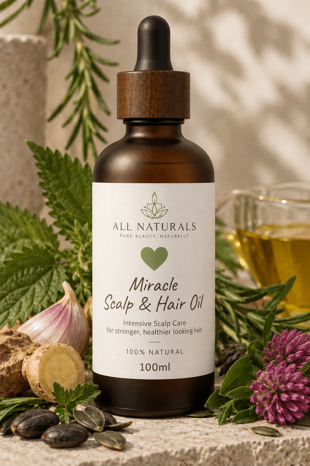 Miracle Scalp &amp; Hair Oil mit 3% RootBioTec™ HO – für kräftiger &amp; voller wirkendes Haar - All Naturals Shop