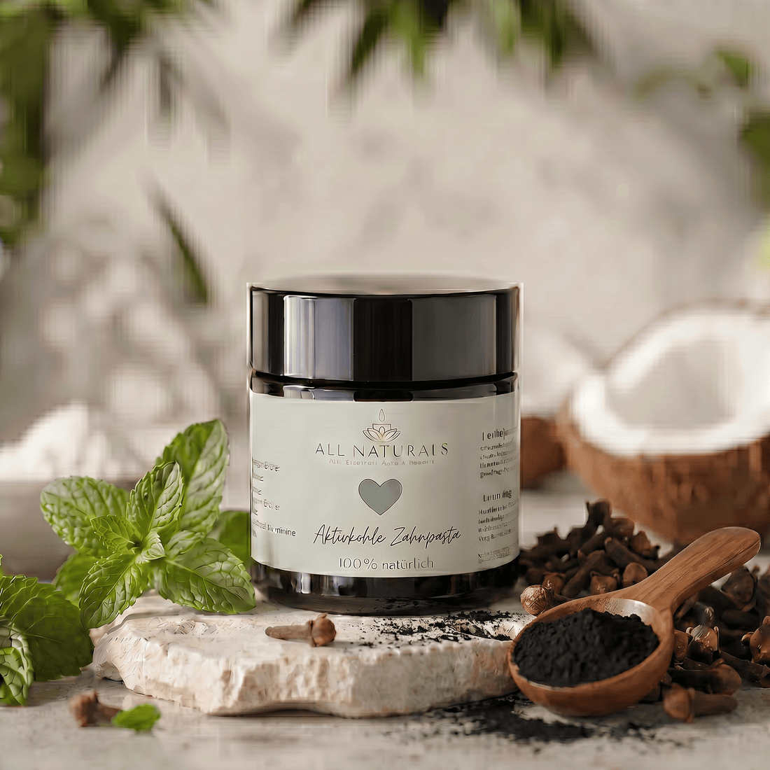 Natürliche Zahnpasta mit Hydroxyapatit, Aktivkohle &amp; Minze – 30ml - All Naturals Shop