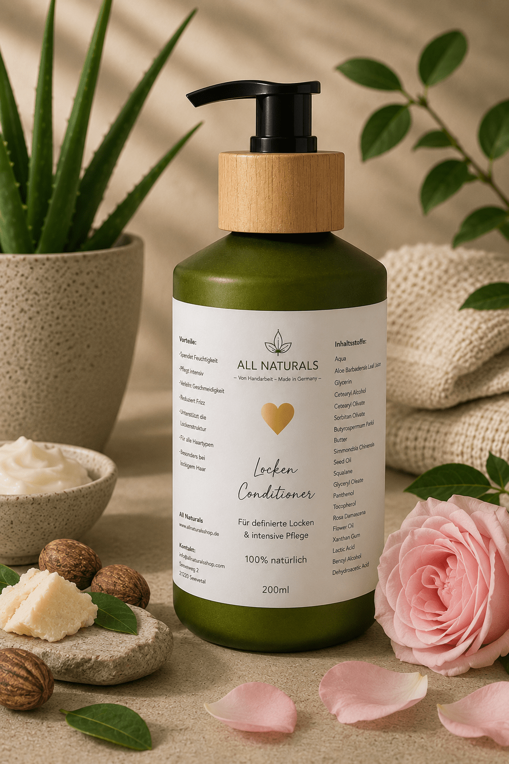 Natürlicher Locken Conditioner mit Aloe Vera, Shea Butter &amp; Jojobaöl - All Naturals Shop