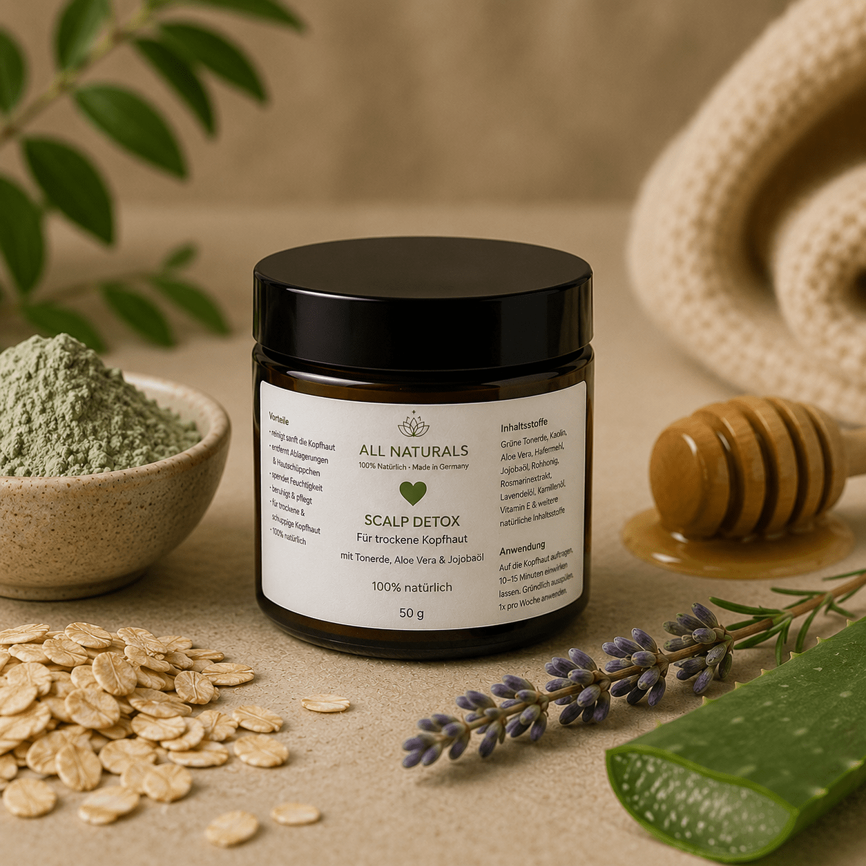 Natürlicher Scalp Detox für Trockene Kopfhaut – 50g - All Naturals Shop