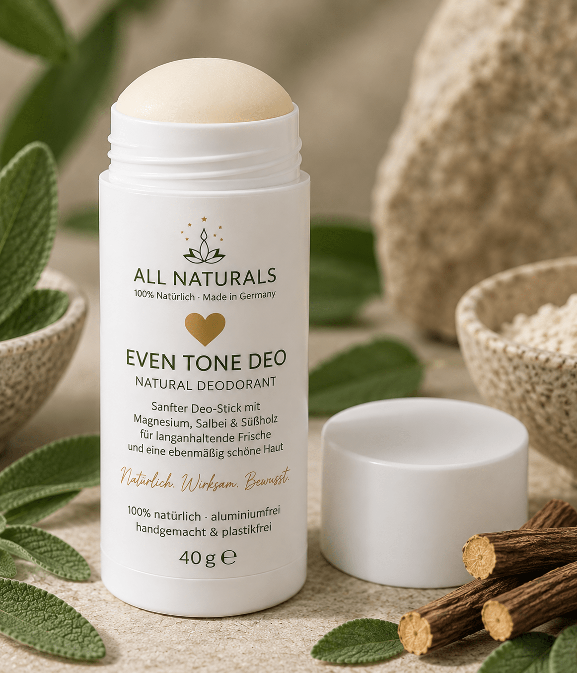 Natürliches Deo Even Tone – Magnesium &amp; Süßholz, 40g - All Naturals Shop