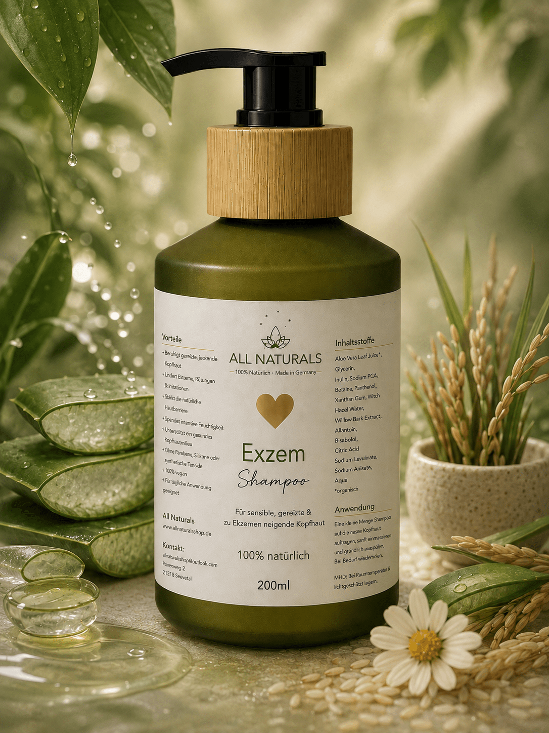 Natürliches Shampoo für juckende, schuppige &amp; empfindliche Kopfhaut - All Naturals Shop