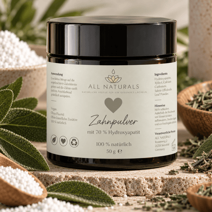 Natürliches Zahnpulver mit 70 % Hydroxyapatit – ohne Fluorid - All Naturals Shop