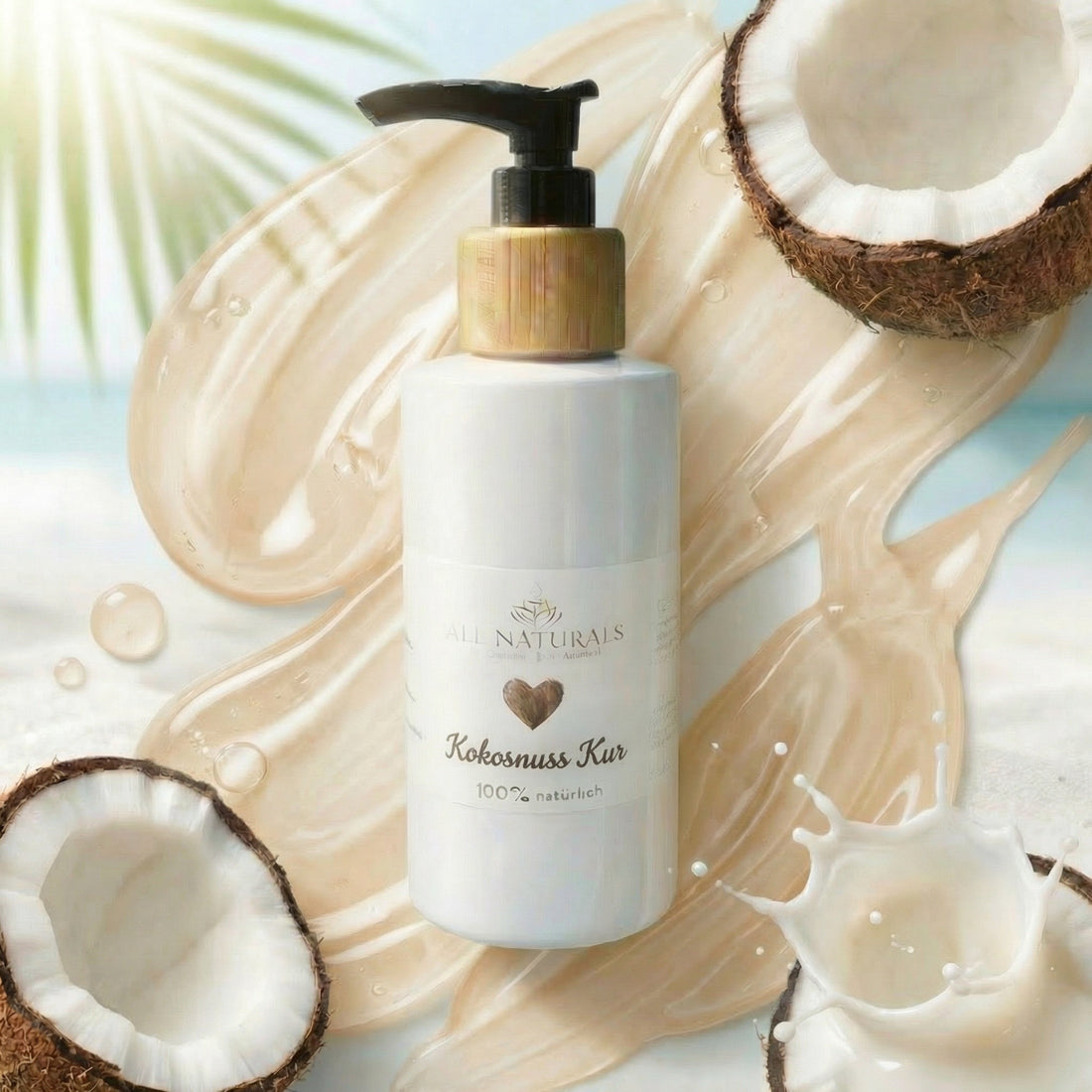 Natürliche Bio Kokosmilch Haarkur - gegen stark strapaziertes Haar - 100ml - All Naturals Shop