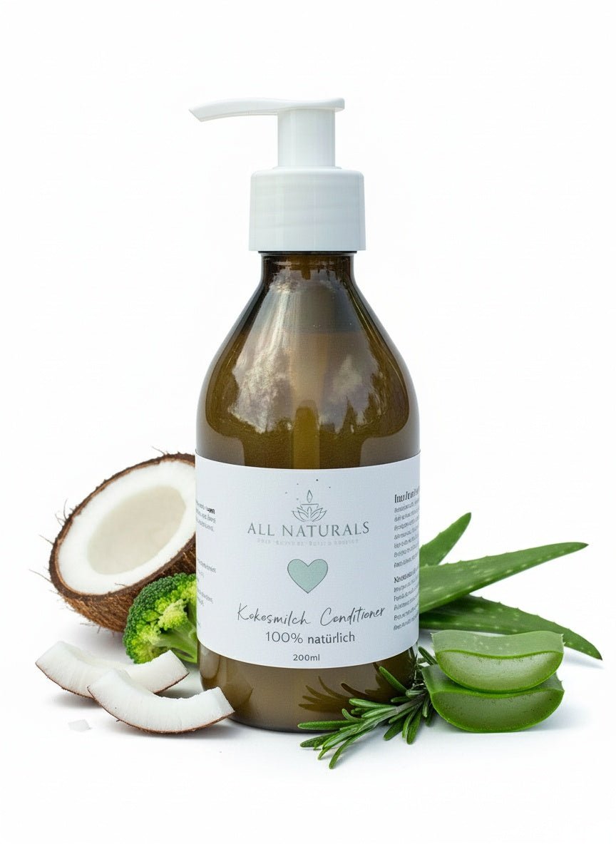 Natürlicher Bio - Kokosmilch Haar Conditioner gegen stark strapatziertes Haar - 200ml - All Naturals Shop