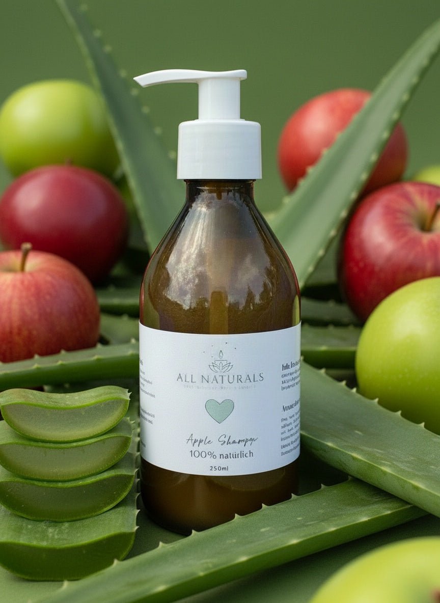 Natürliches Apple Glow - Shampoo mit Jojobaöl &amp; Aloe Vera – gegen juckende Kopfhaut - 250 ml - All Naturals Shop