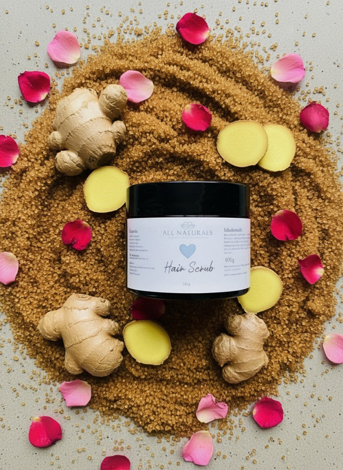 Natürliches Ingwer Hair Scrub - Fördert die Durchblutung für gesunden Haarwuchs - 100g - All Naturals Shop