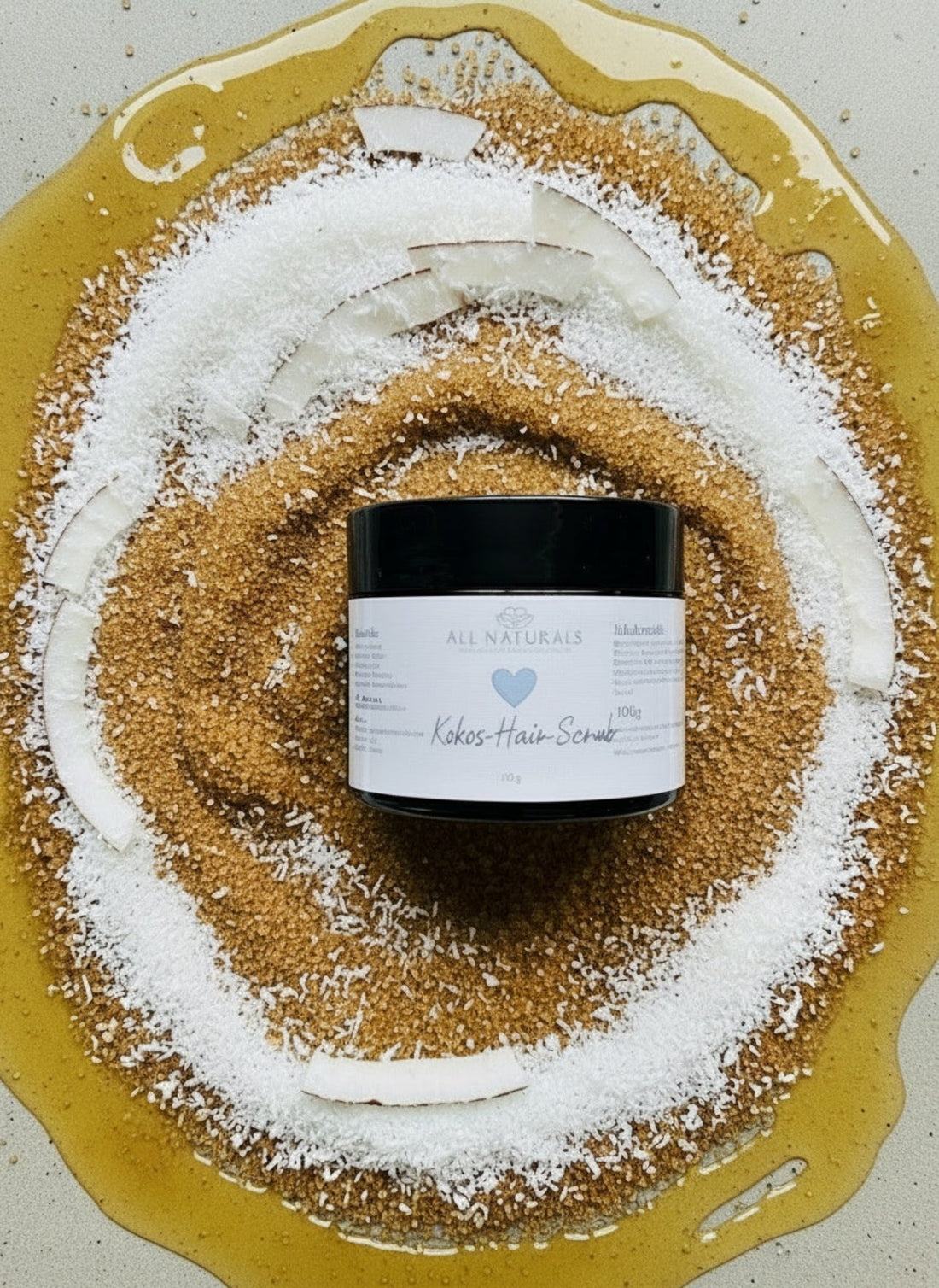 Natürliches Kokos - Hair - Scrub – Sanfte Kopfhautpflege bei Schuppen, Ekzemen & Psoriasis (100 g) - All Naturals Shop