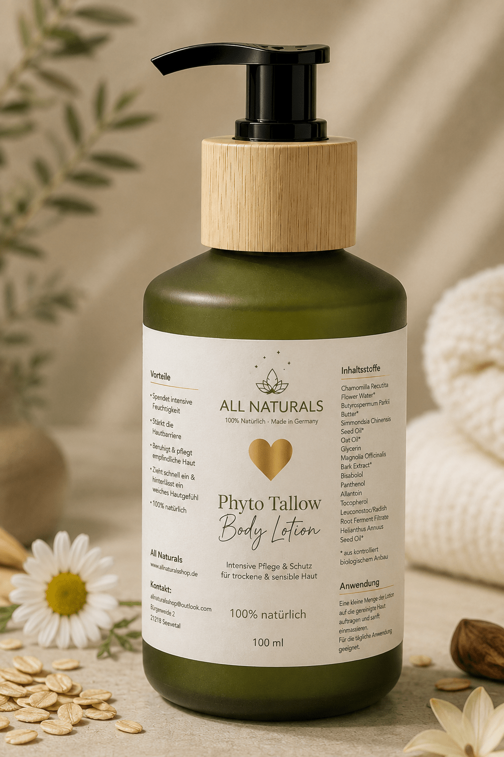 Phyto Tallow Body Lotion – Vegane Tallow Alternative für trockene &amp; sensible Haut - All Naturals Shop