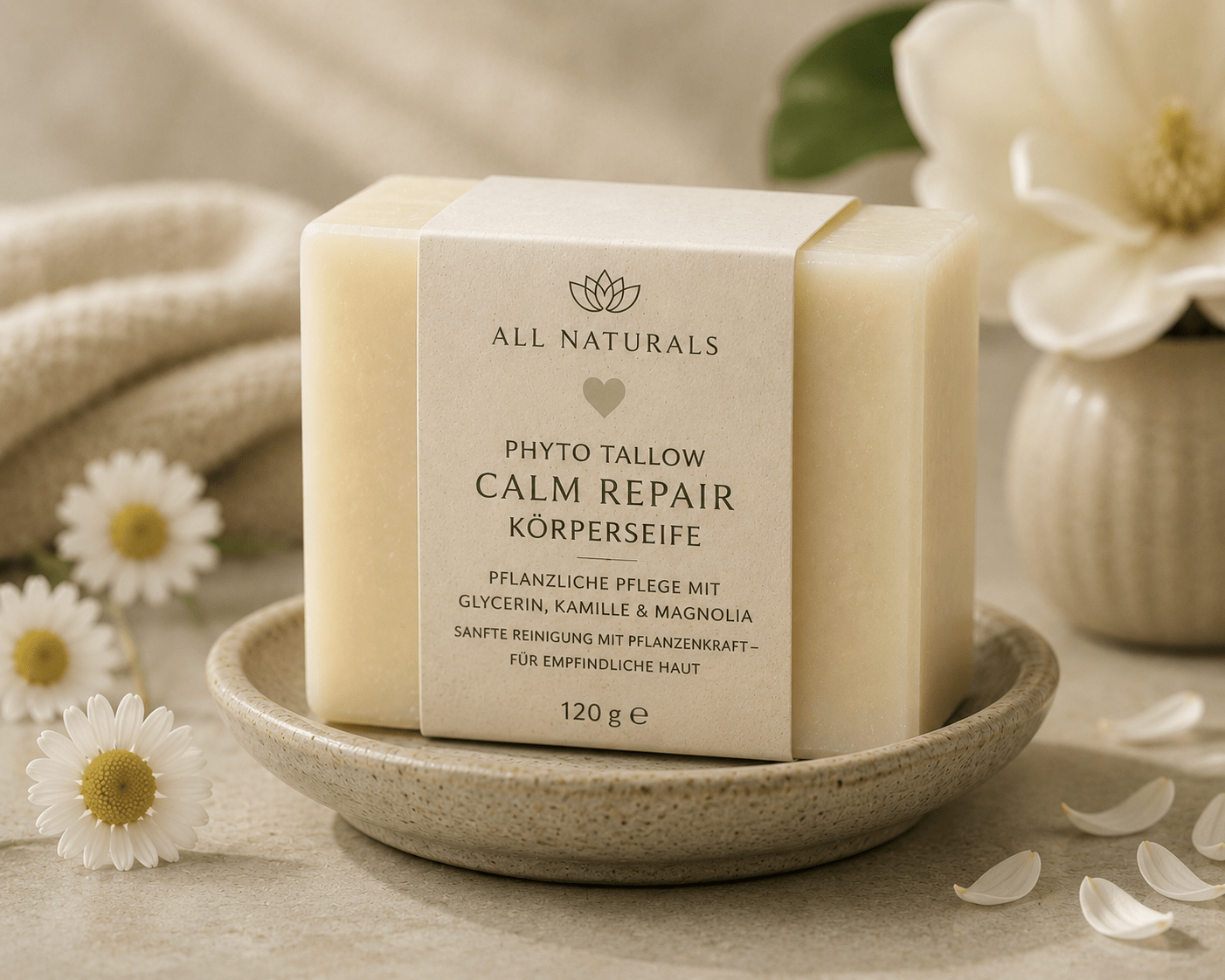 Phyto Tallow Calm Repair Körperseife – Pflanzliche Soforthilfe für sensible Haut - 100g - All Naturals Shop