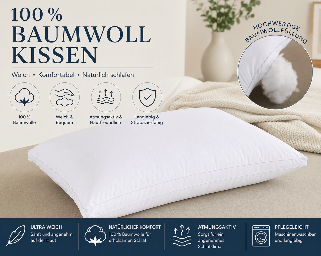 Premium 100% Baumwollkissen- 48 × 74 cm - All Naturals Shop