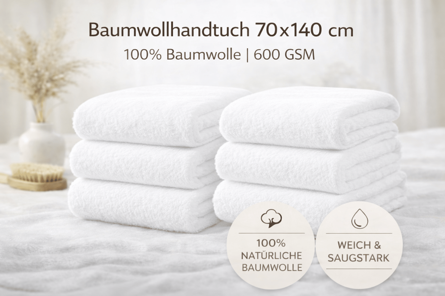 Premium Baumwollhandtuch – 100% Natur, 600 GSM - All Naturals Shop