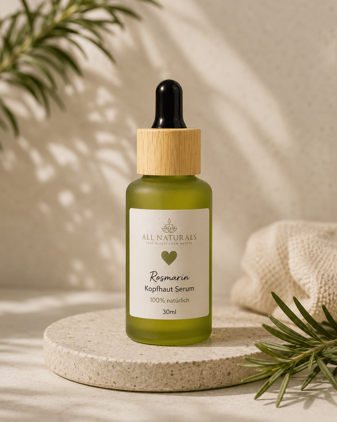 Rosmarin Kopfhaut Serum mit Aloe Vera &amp; Hagebuttenöl - All Naturals Shop
